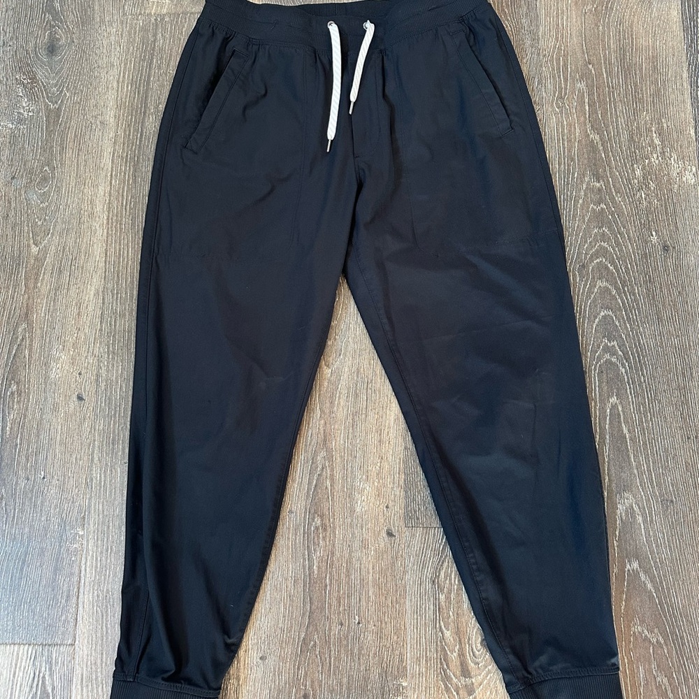 Vuori Black Joggers with White Drawstring